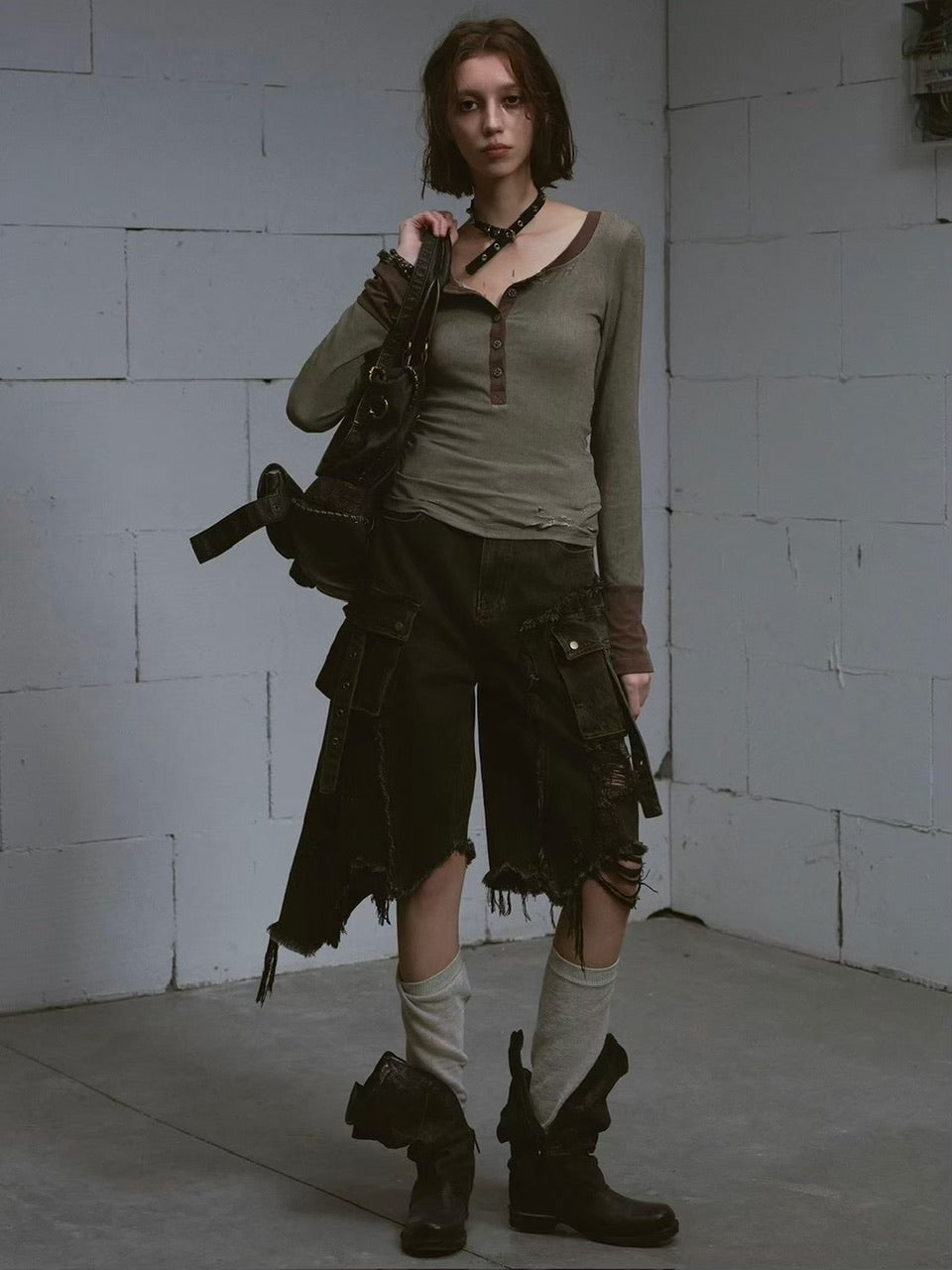 【Cest Nous】Denim Capri Pants