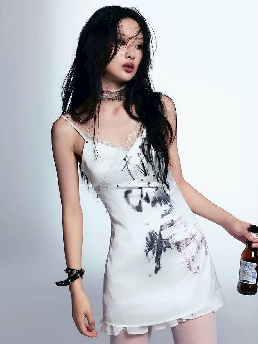 【Cest Nous】Satin Studded Camisole Dress / 【セヌー】サテンスタッズキャミワンピース