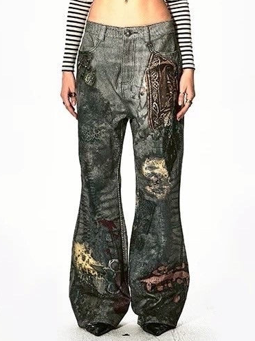【DND4DES】PAISLEY BANDANA DISTRESSED FLARE PANTS