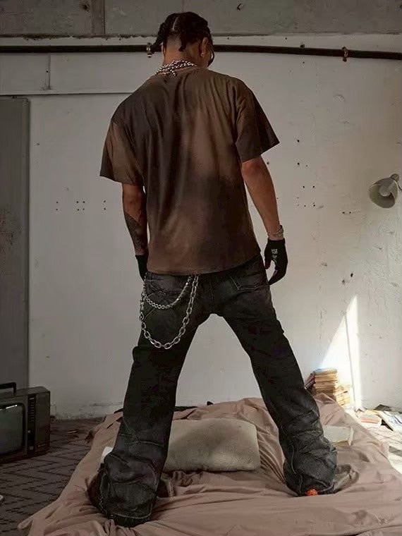 【DND4DES】SCRATCH MARKS DISTRESSED FLARED JEANS
