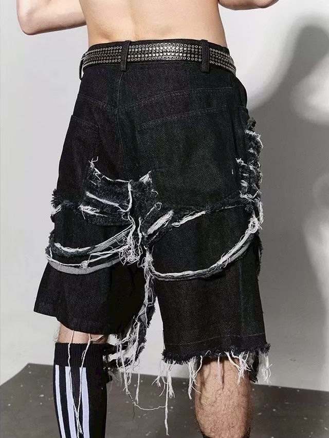 【DND4DES】HEAVILY DISTRESSED DENIM SHORTS