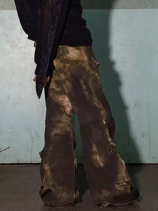 【DND4DES】CAMO DISTRESSED OVERSIZE CARGO PANTS