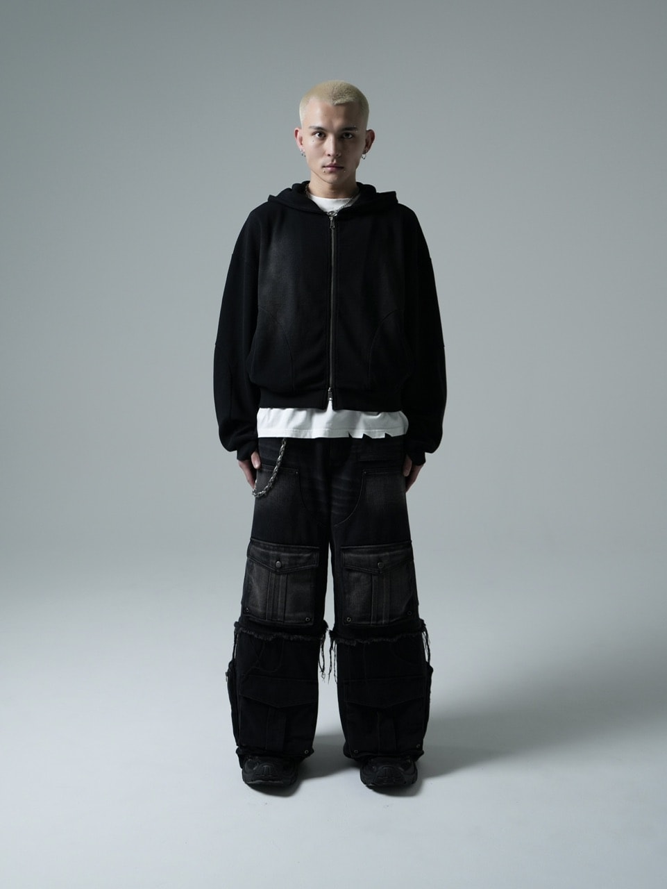 【CHIKASHITSU PLUS HIGH】Rust waffle zip up hoodie