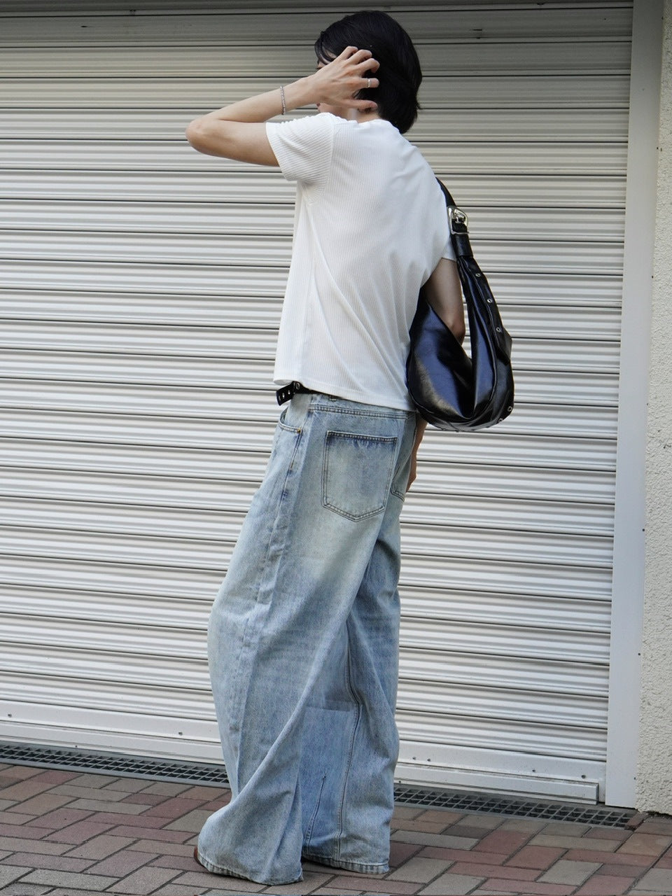 東京店WEB限定受注制【Chikashitsu +】cropped rib knit tee (3color)