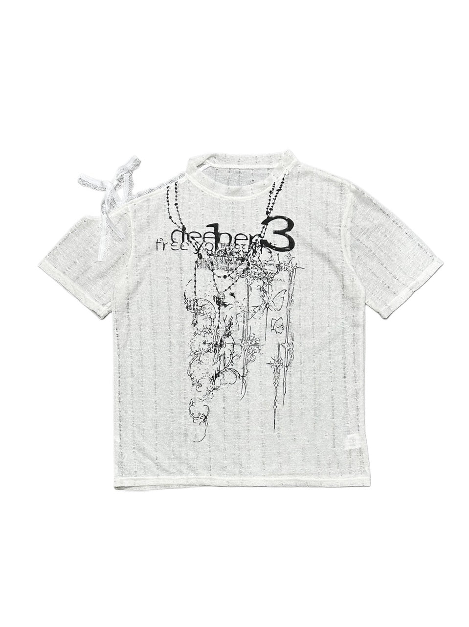 受注制【Never mind the XU】unbalance grunge tee (2color) / 【エックスユー ドッグ】アンバランスグランジメッシュ半袖トップス