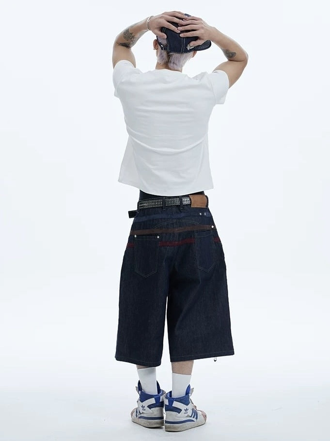 【DND4DES】COLORFUL SUEDE RAW DENIM SHORTS