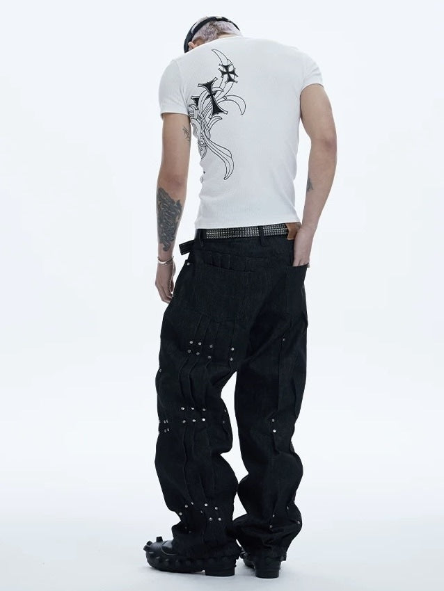 【DND4DES】RIVETED PLEATED DENIM