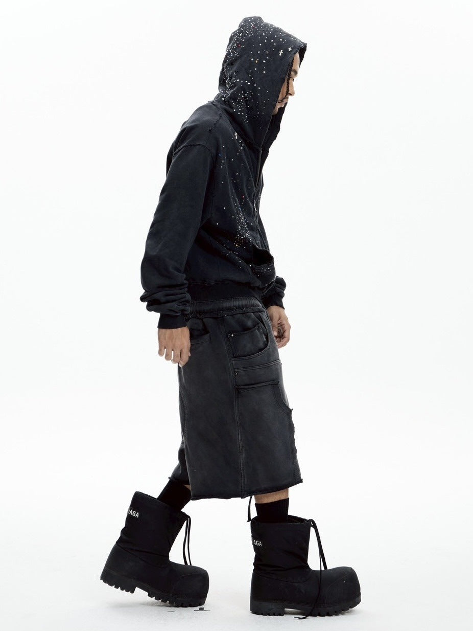 【DND4DES】DOUBLE WAIST KNITTED CROPPED TROUSERS