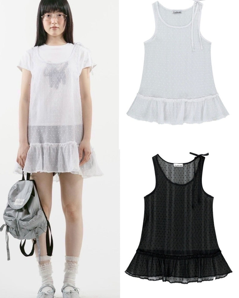 【TUOMIO】FRILL LAYERED DOT DRESS / 【トゥオミオ】フリルレイヤードドットワンピース