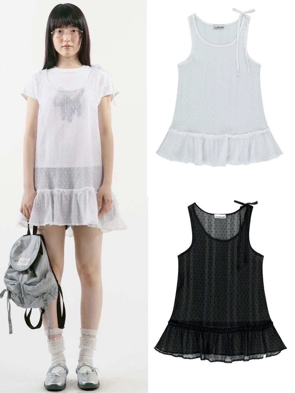 【TUOMIO】FRILL LAYERED DOT DRESS / 【トゥオミオ】フリルレイヤードドットワンピース