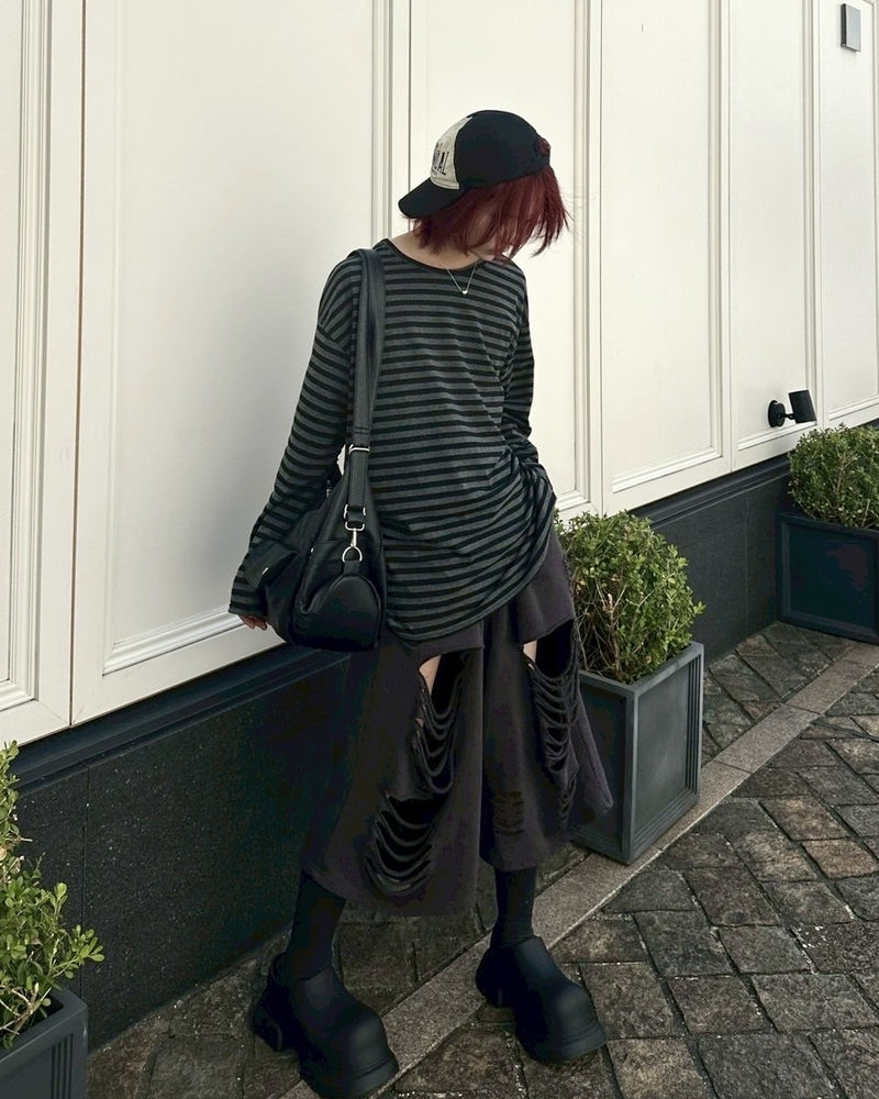 国際配送【LUV CODE】stripe long sleeve tee