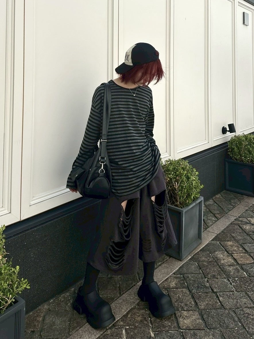 国際配送【LUV CODE】stripe long sleeve tee