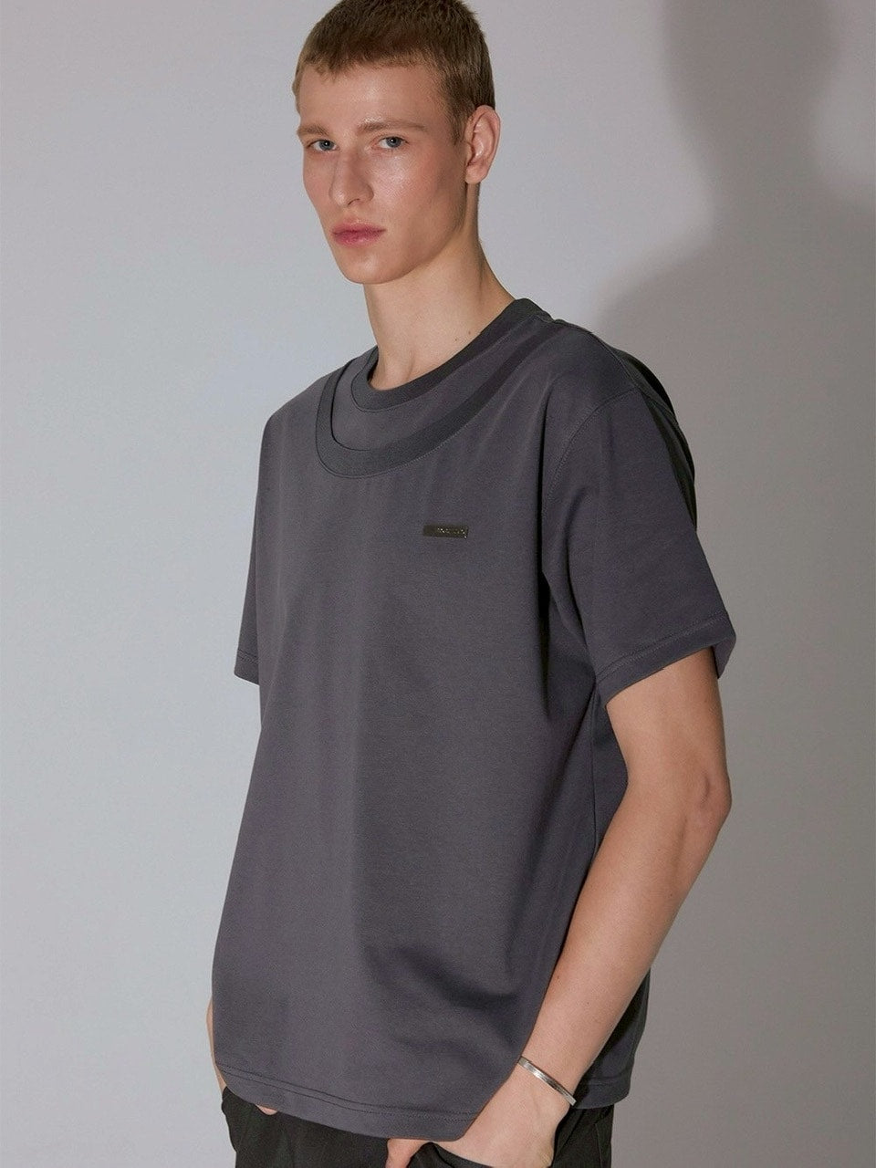 【ESC STUDIO】double neck t-shirt / 【イーエスシーステュディオ】ダブルネック半袖Tシャツ