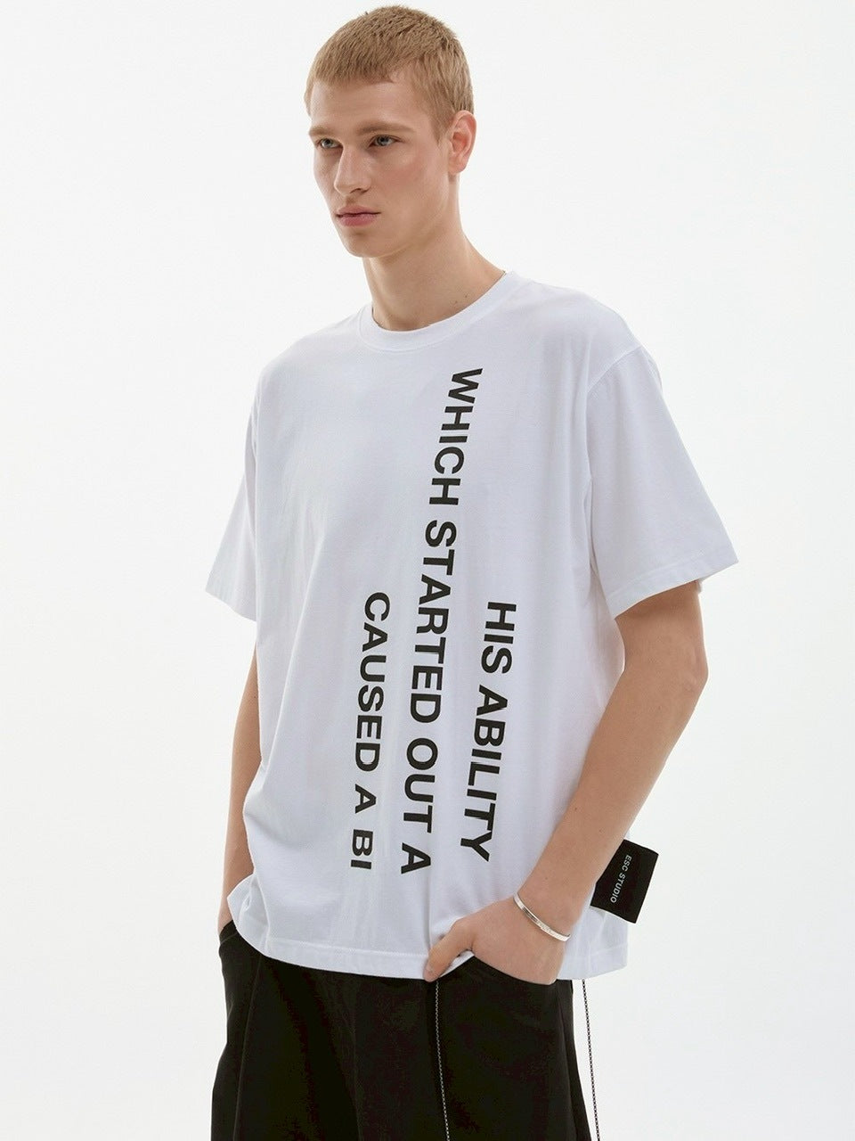 【ESC STUDIO】mega label t-shirt/ 【イーエスシーステュディオ】メガラベルロゴ半袖Tシャツ