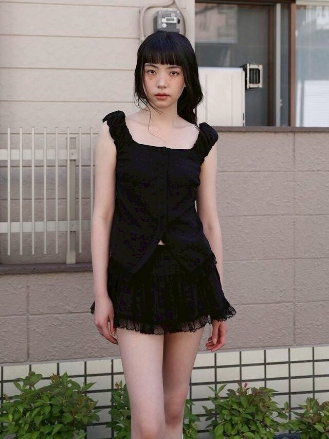 【Uglyshadow】CHECK SHIRRING SKIRT / 【アグリーシャドウ】チェックシャーリングミニスカート