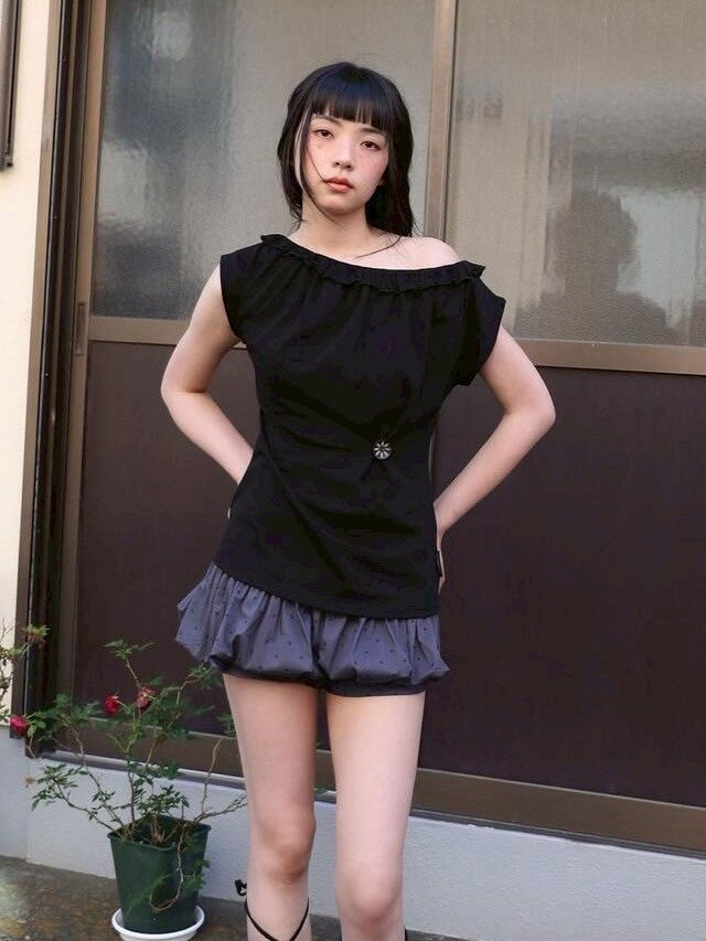 【Uglyshadow】DOTTED PUMPKIN SKIRT PANTS / 【アグリーシャドウ】ドットパンプキンミニスカートパンツ