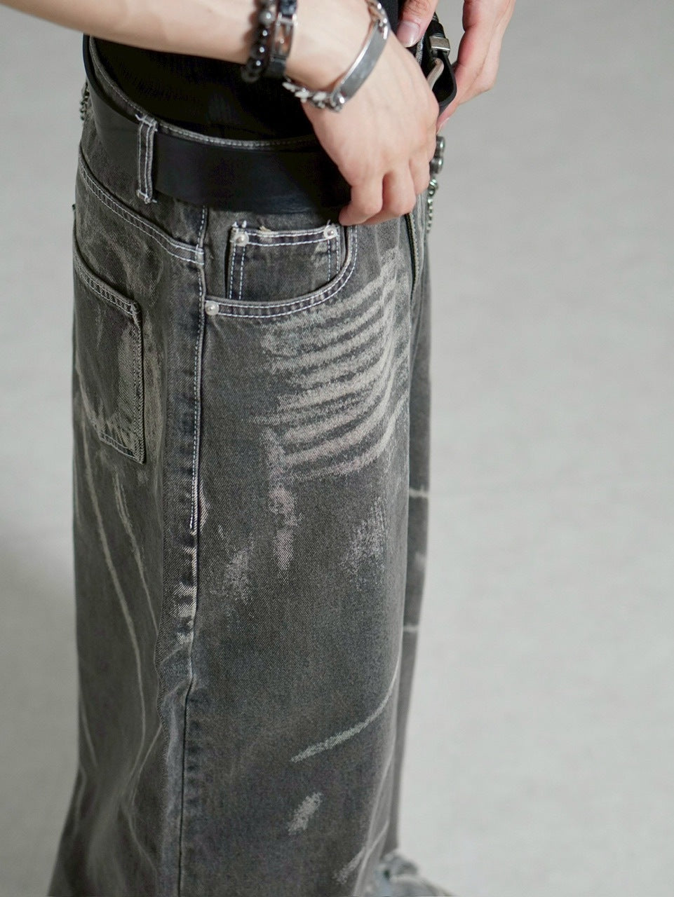 【Chikashitsu +】full painting wide denim pants / 【チカシツプラス】 フルペインティングワイドデニム