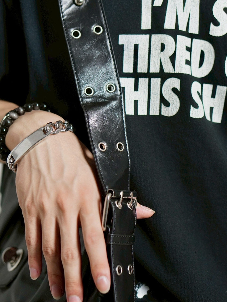 受注制【Chikashitsu +】buckle zipper studs bag / 【チカシツプラス】バックルジッパースタッズショルダーバッグ