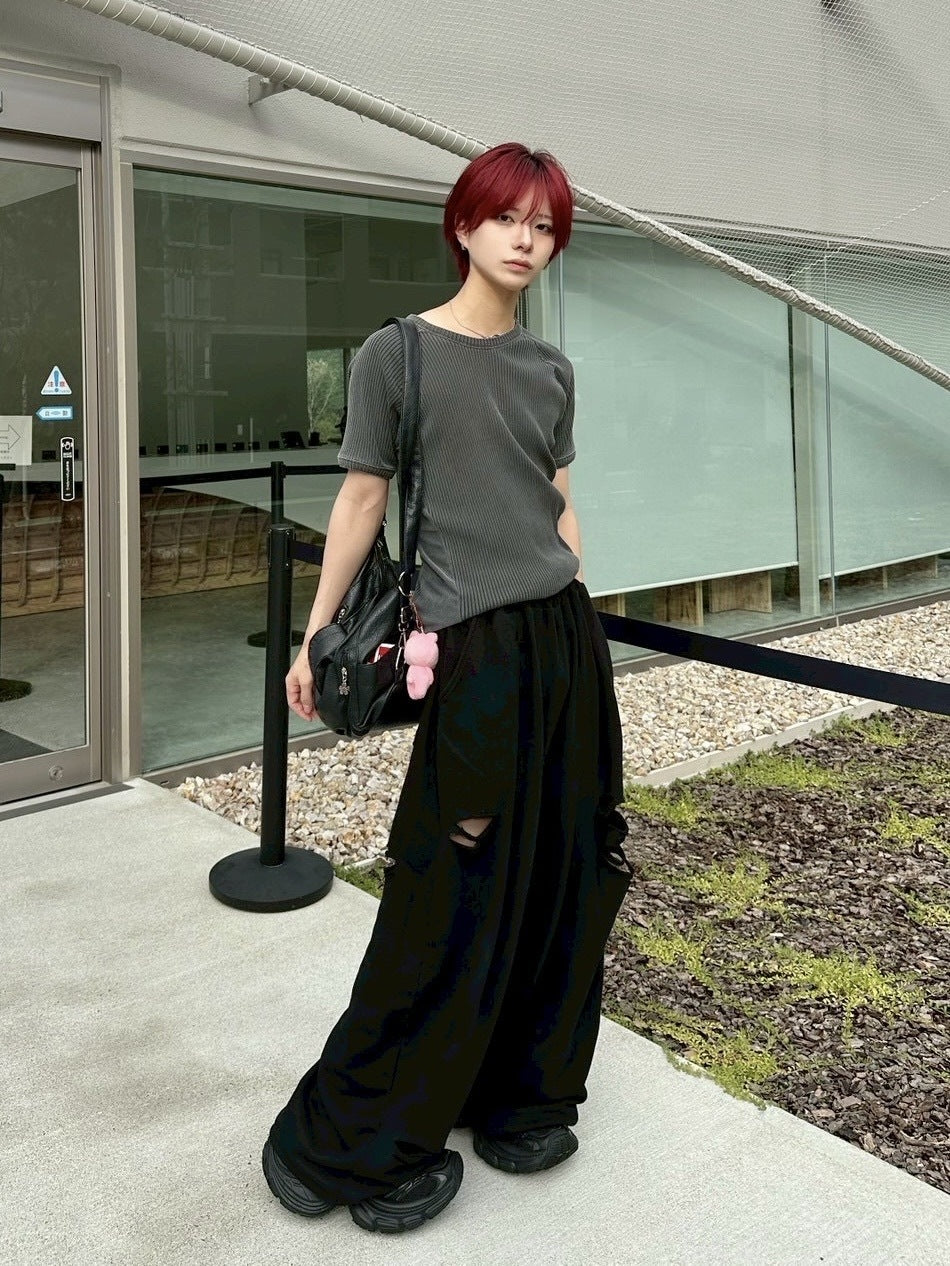 【LUV CODE】damage wide sweat pants (3color)