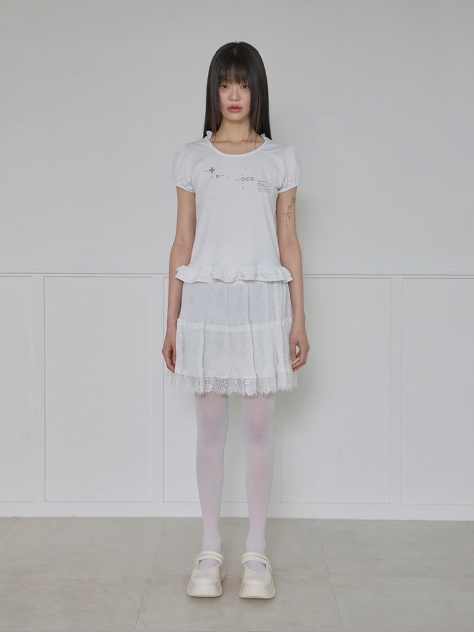 【FLAREUP】Layered Dot Ruffle Skirt