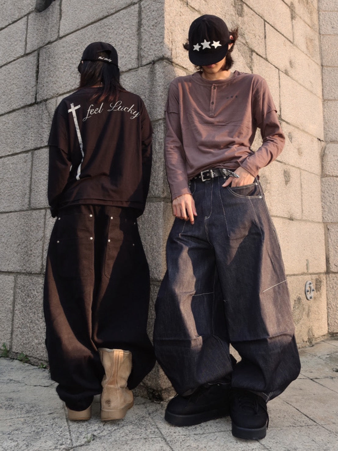 【IFEELLUCKY】Layered cross long sleeve / 【アイフィールラッキー】レイヤードクロス長袖Ｔシャツ