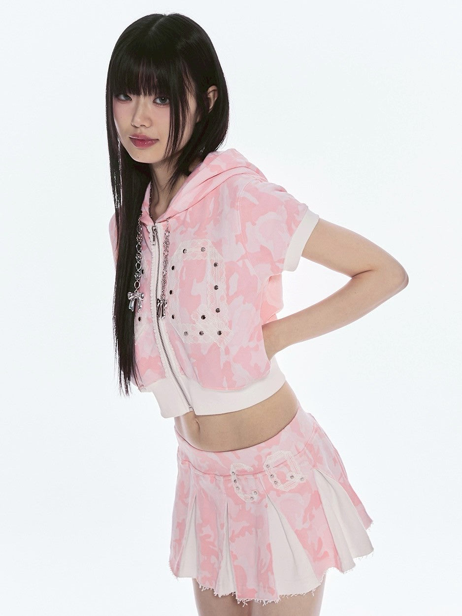 【CHERRYQUIRI】CQ lace stud pleats sk