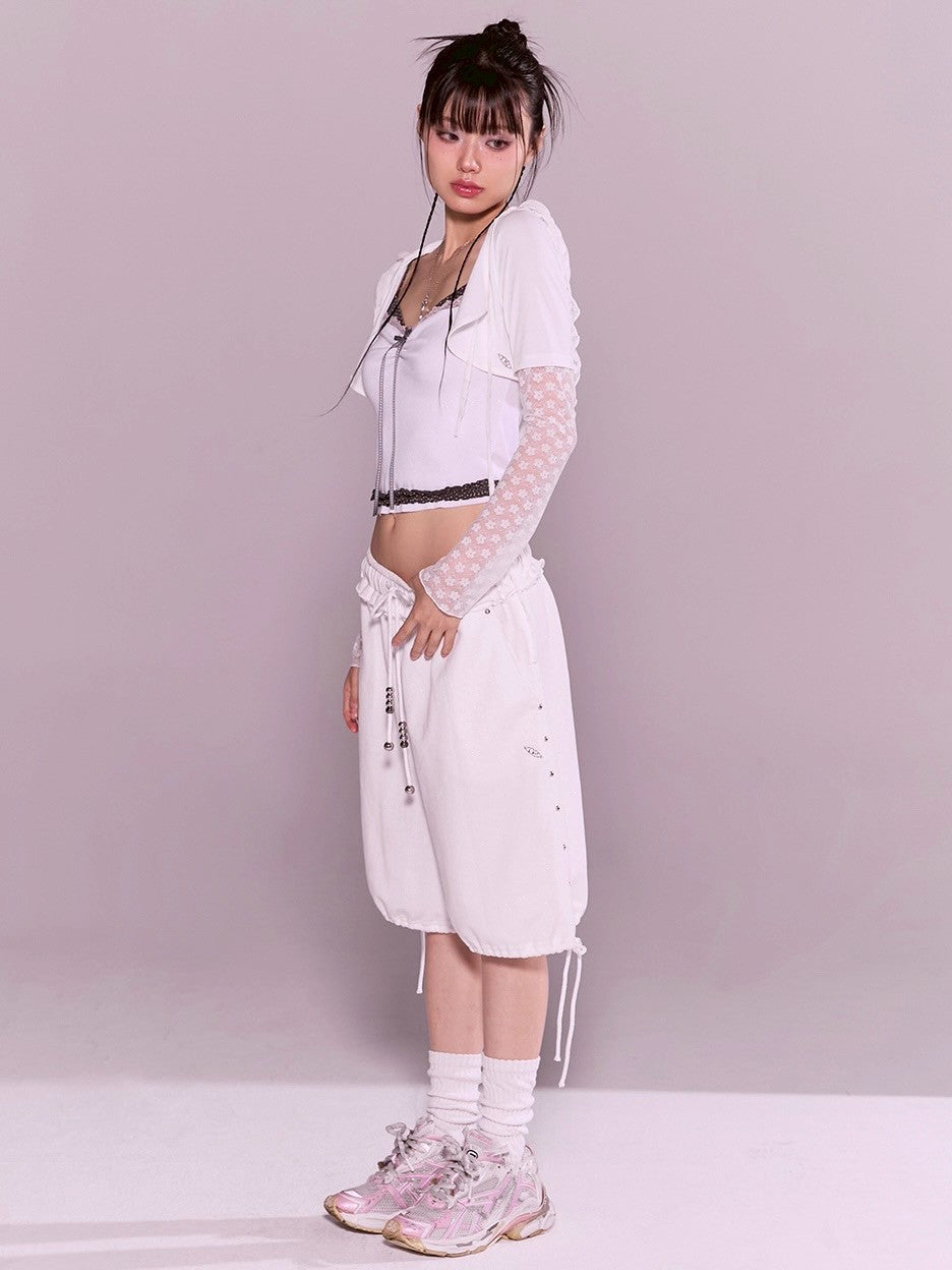 【CHERRYQUIRI】frill layered lace hoody cd