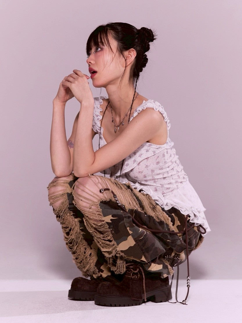 【CHERRYQUIRI】misty ruffle layered sleeveless