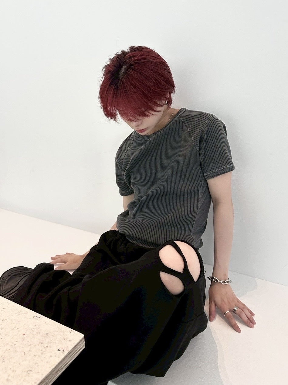 受注制【LUV CODE】mesh pigment rib tee (2color)