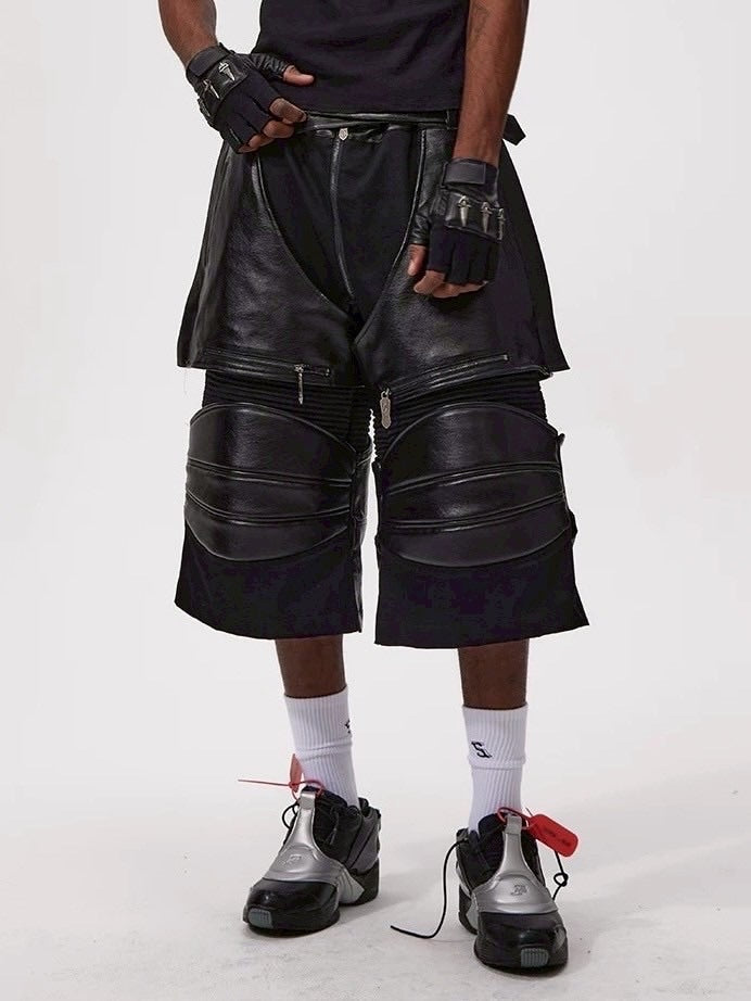 【Fourth3ex】Western Denim Patchwork Cropped Pants / 【フォースセックス】パッチワークジップハーフデニムパンツ