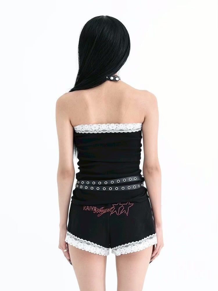 【KAIYA】crystal logo short pants / 【カイヤ】クリスタルロゴショートパンツ