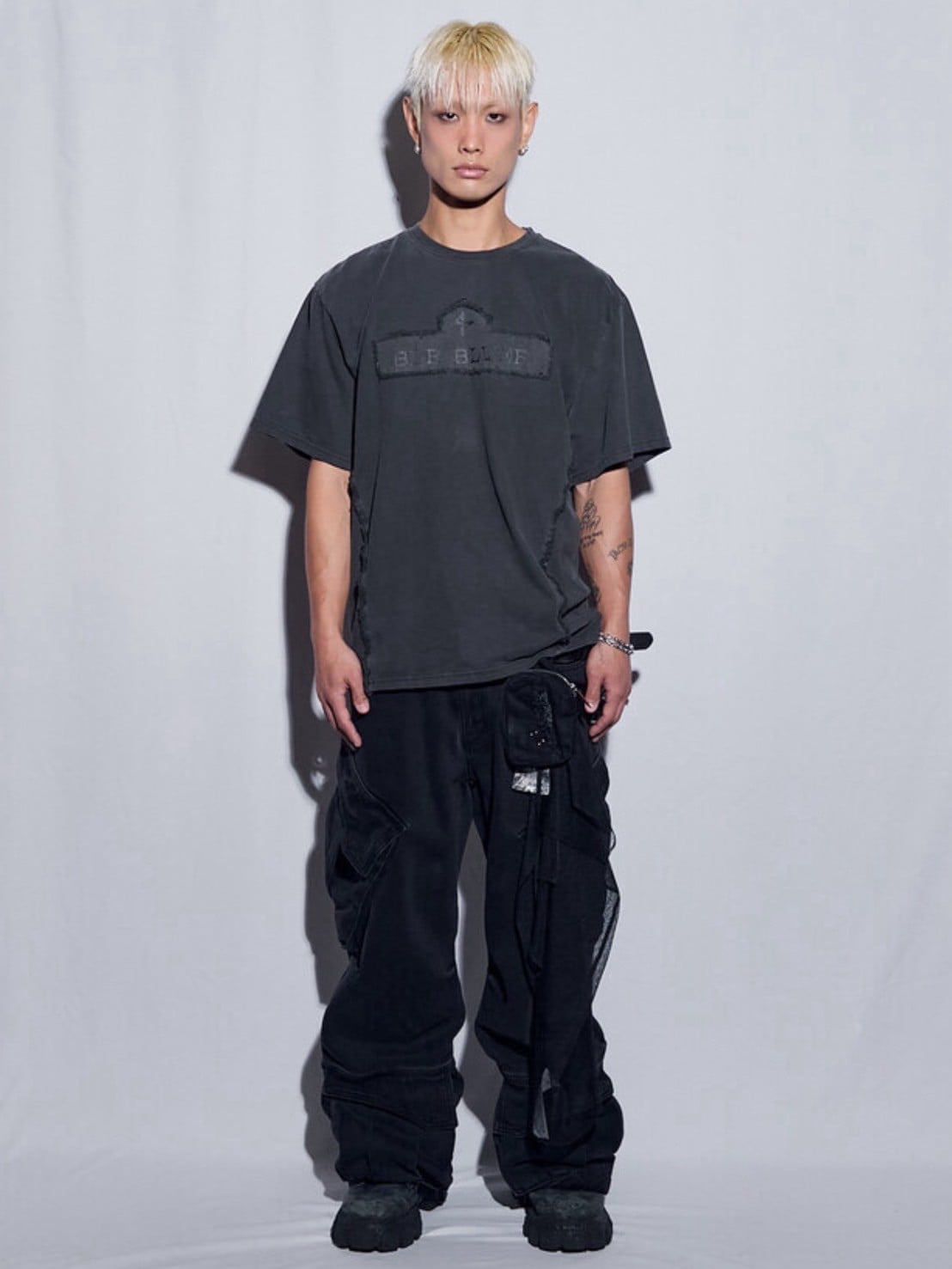 【BLR BLUER】Utility Cargo Washed Denim Pants