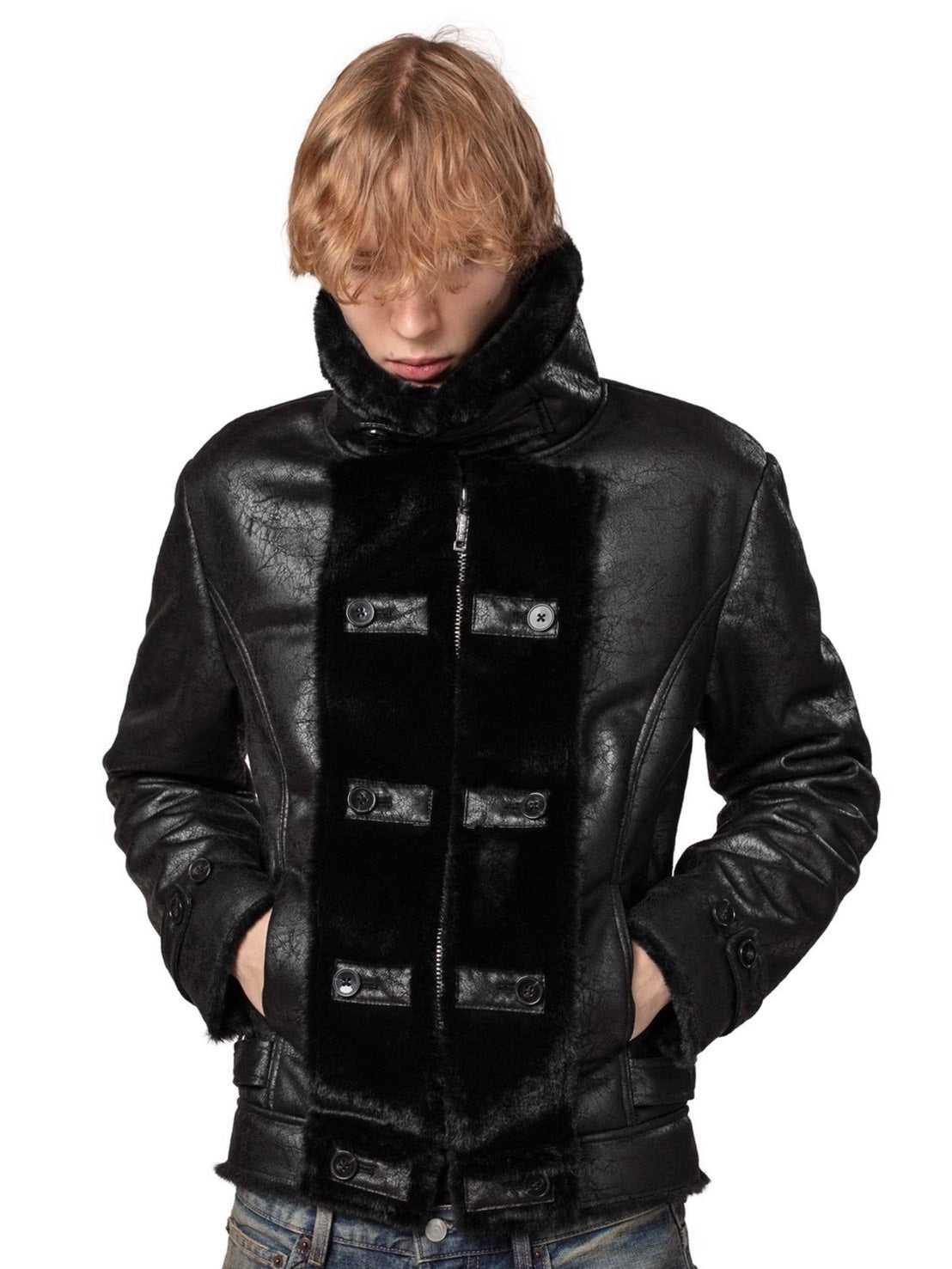 【RACER WORLDWIDE】Faux Leather Jacket【レーサーワールドワイド】コーティングファージャケット