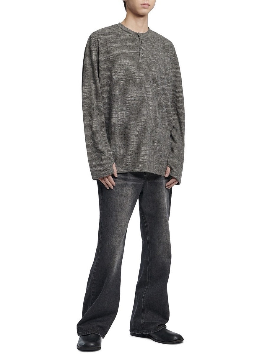 【NOMANUAL】HENLEY NECK KNIT LONG SLEEVE