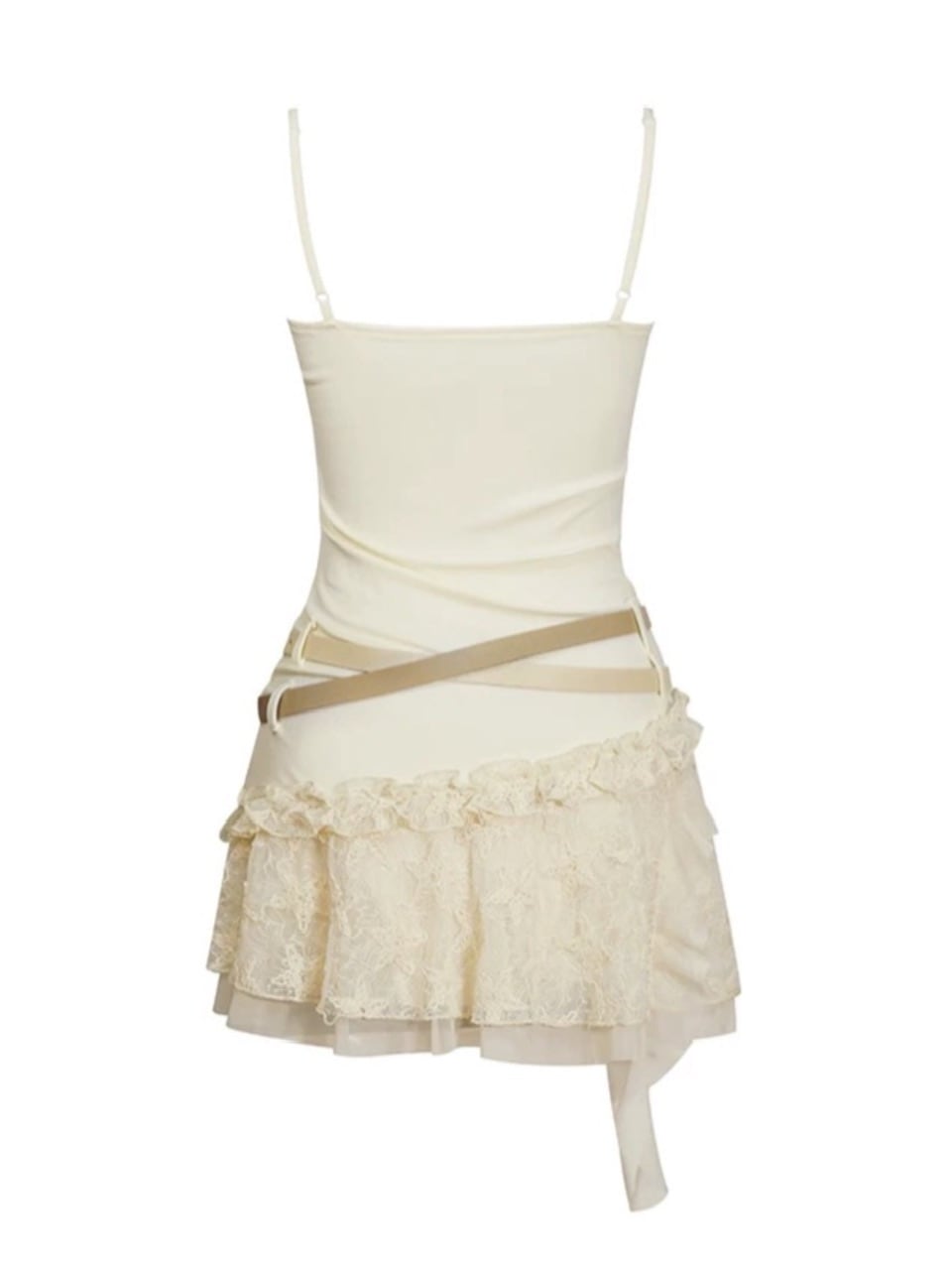 【Cest Nous】Belted Slip Dress / 【セヌー】ベルトフリルキャミワンピース