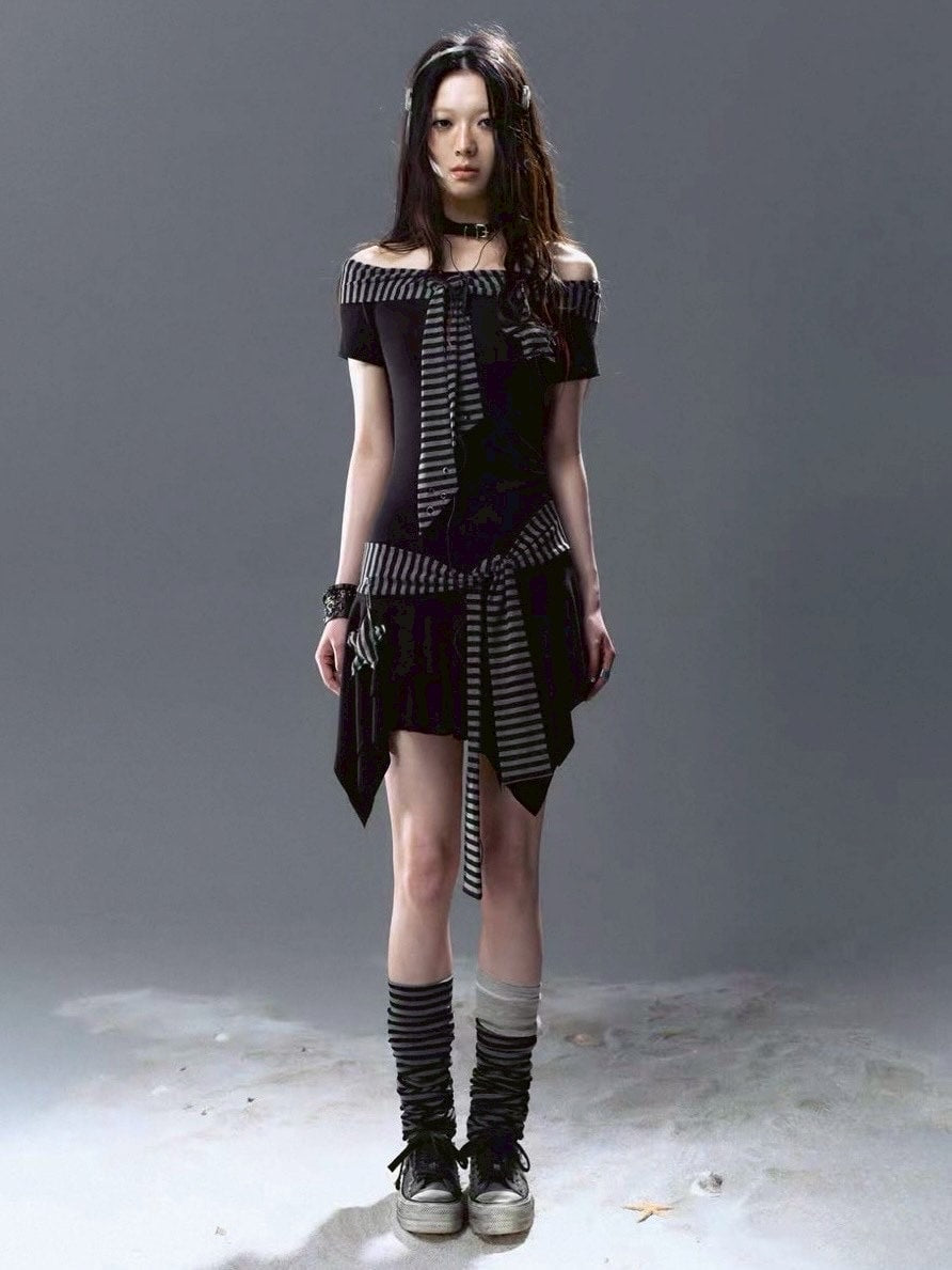 【Cest Nous】Starfish Striped Dress / 【セヌー】スターストライプワンピース