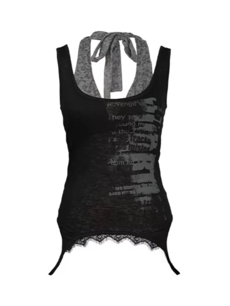 【Cest Nous】Graffiti Tank Top / 【セヌー】2wayグラフィックボーダーレイヤードタンクトップ