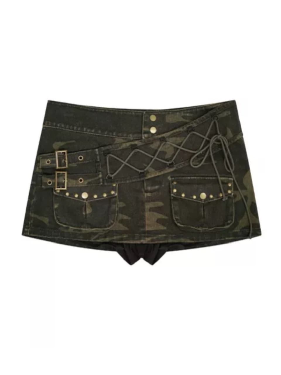 【Cest Nous】Camouflage Rivet Skirt / 【セヌー】カモフラージュリベットミニスカート