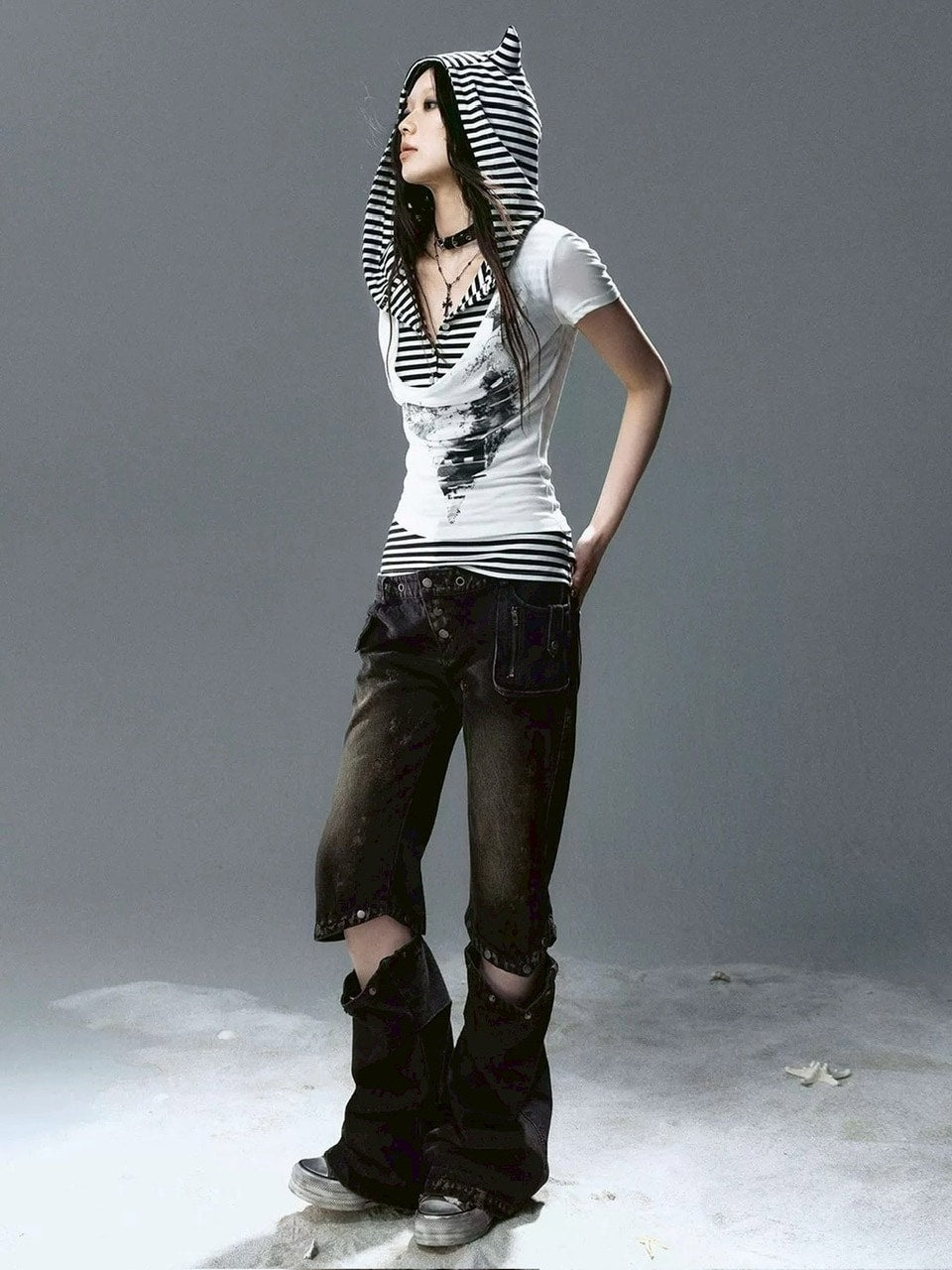 【Cest Nous】Distressed Canvas Sneakers / 【セヌー】ダーティーデニムキャンバス厚底スニーカー