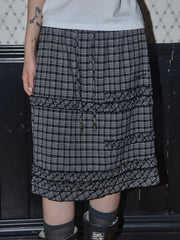 【FANCY CLUB】SHUSHU FRILL CHECK MIDI SKIRT / 【ファンシークラブ】シュシュフリルチェックミディスカート