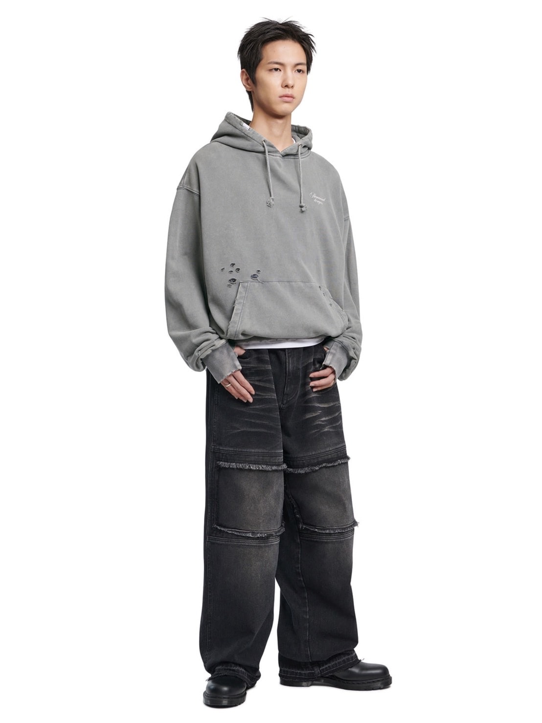 【NOMANUAL】DAMAGED HOODIE