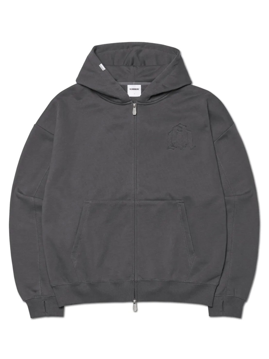 【NOMANUAL】OVERLAY LOGO HOODED ZIP-UP