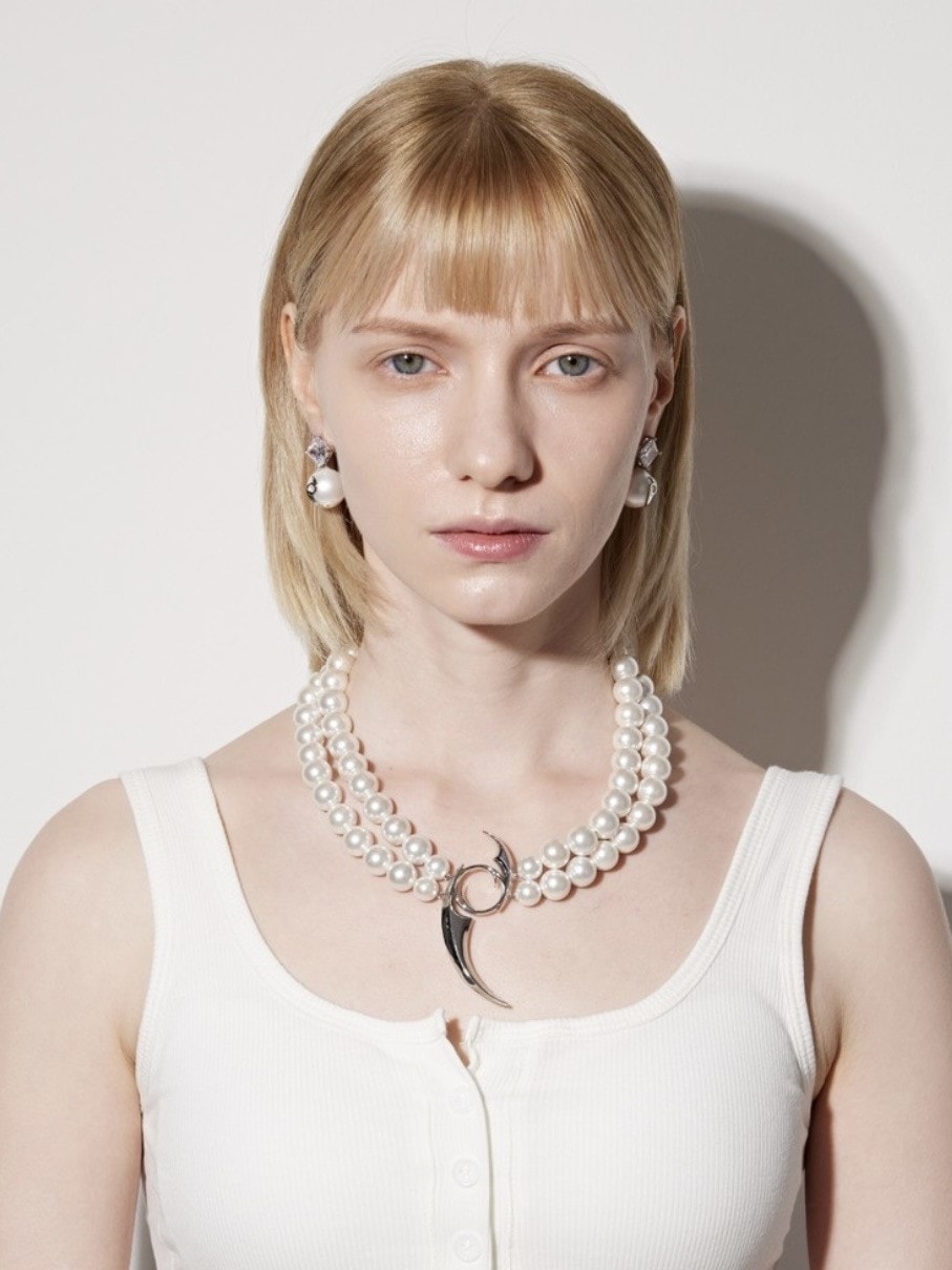 【PEG LEG】2 lines of emblem pearls necklace