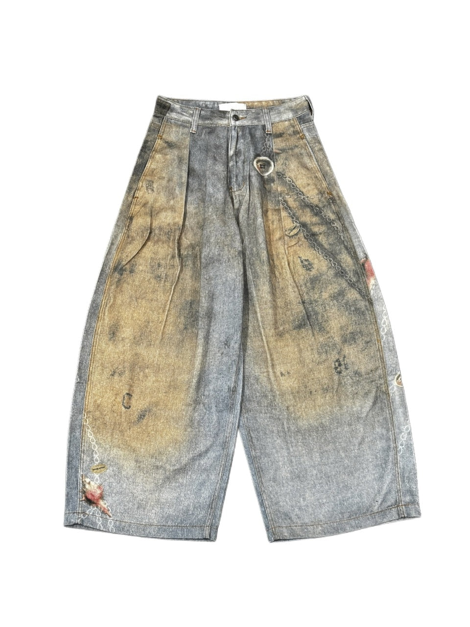 【LUV CODE】chain printed balloon denim pants