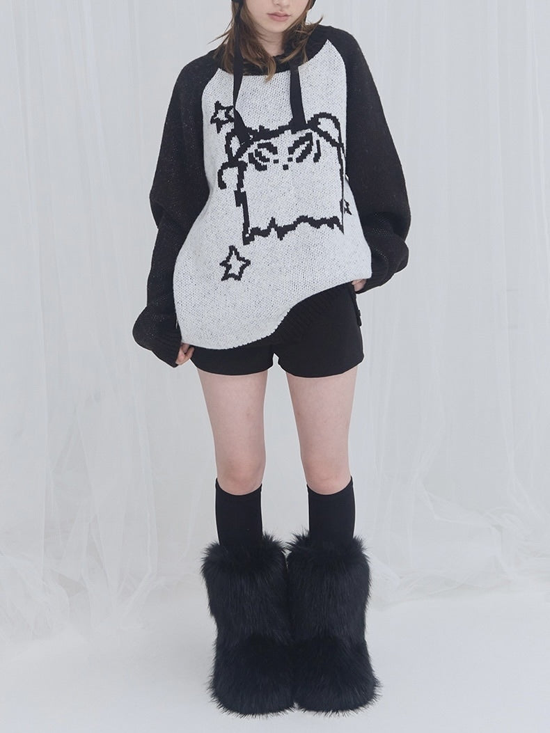 【FANCY X DUSTY】OVERFIT COLOR BLOCK PULLOVER KNIT / 【ファンシー X ダスティ】オーバーフィットカラーブロックプルオーバーニット