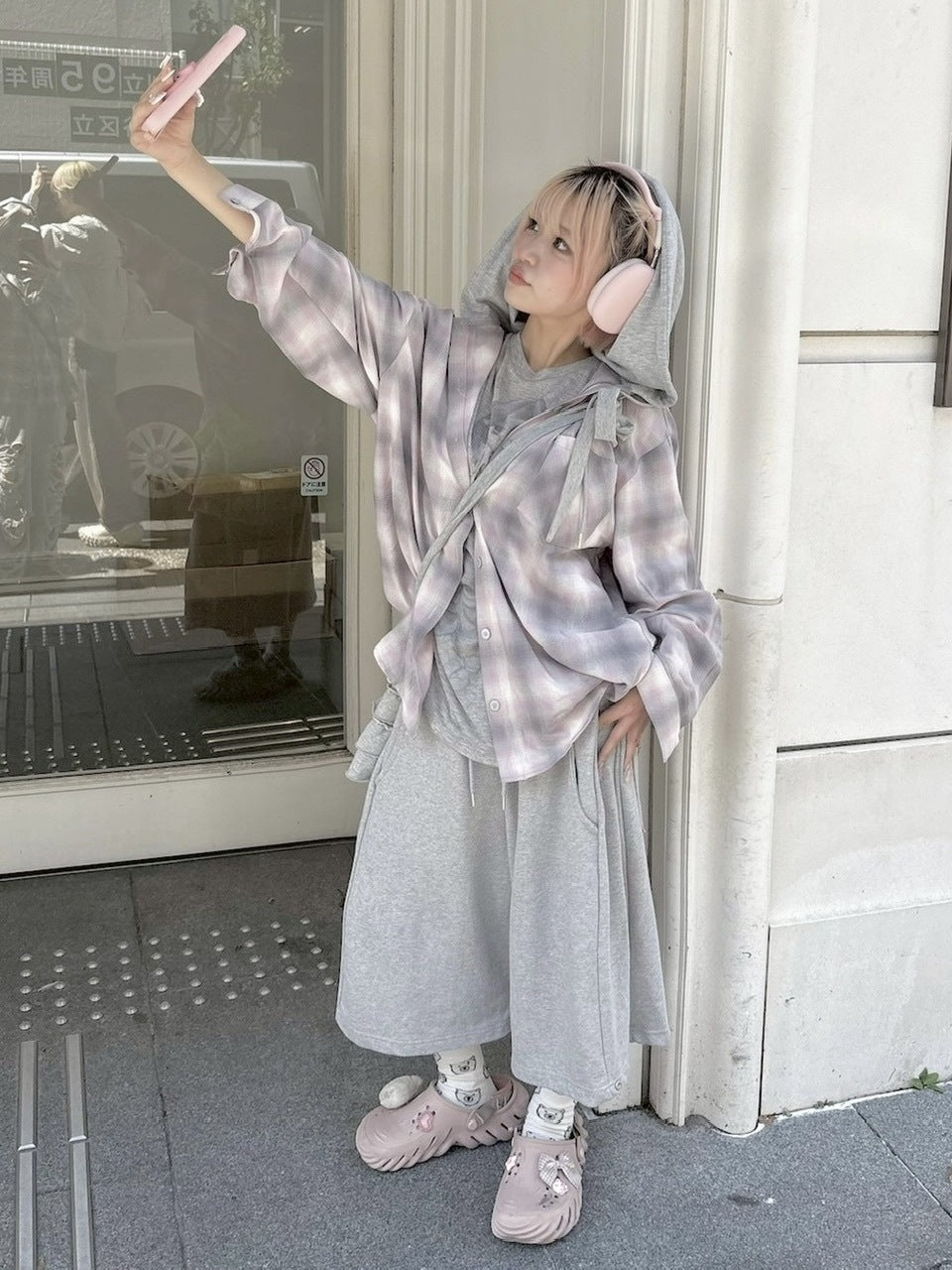 【nmtc +】sweat hooded check shirts / 【エヌエムティーシープラス】フード付きチェックシャツ (2color)