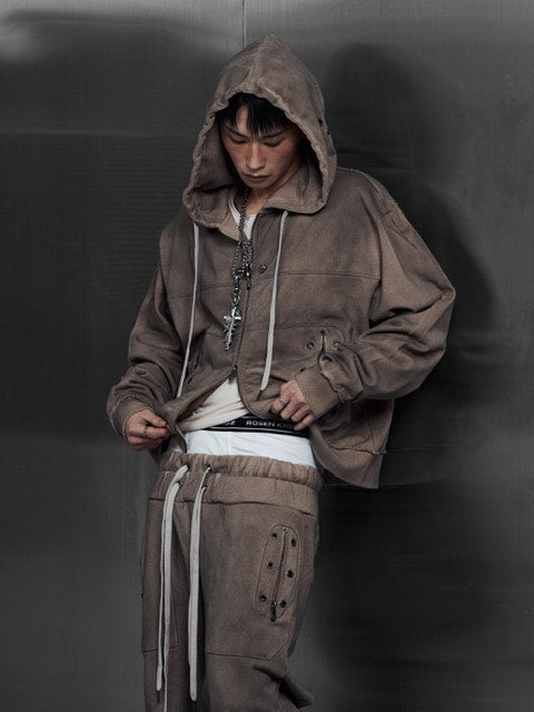 【Rosen Kreuz】EYELET EDGE Set-Up ZIP-UP HOODIE