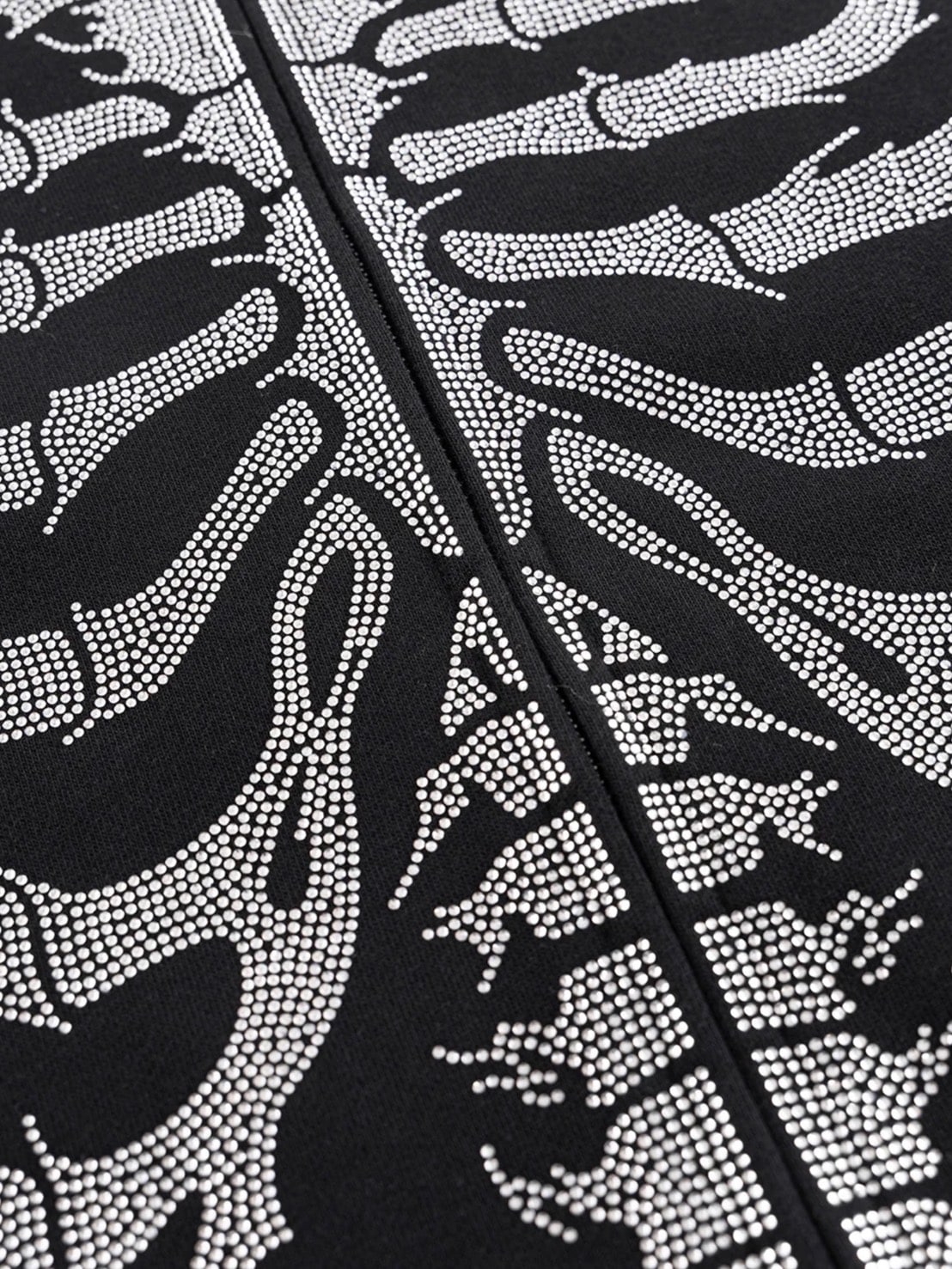 【SUPPLIER】Fire Skeleton Rhinestone Zip Hoodie / 【サプライヤー】ファイヤースケルトンラインストーンジップアップパーカー
