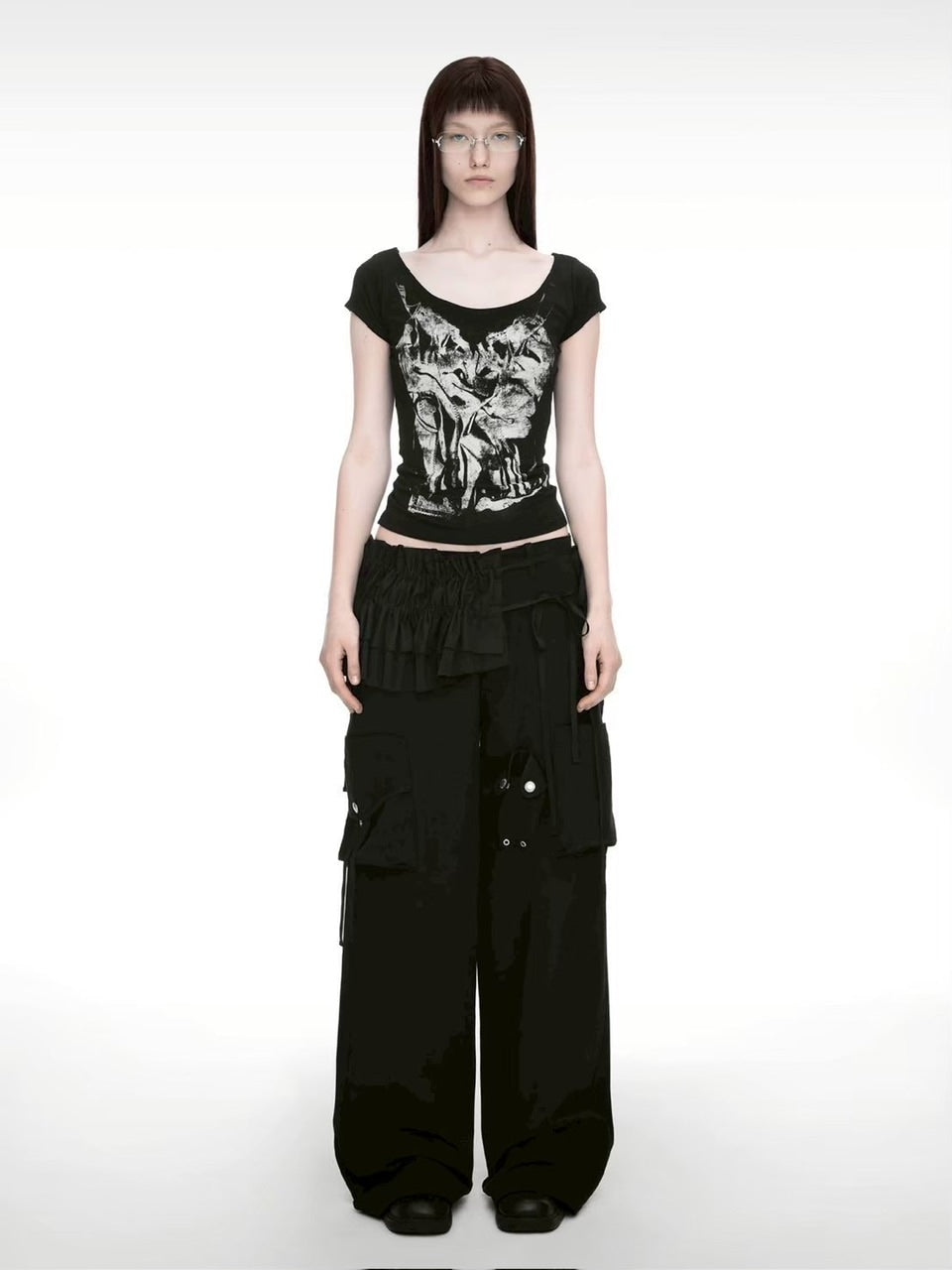 【NACHE】STRAP WIDE CARGO PANTS (UNISEX)