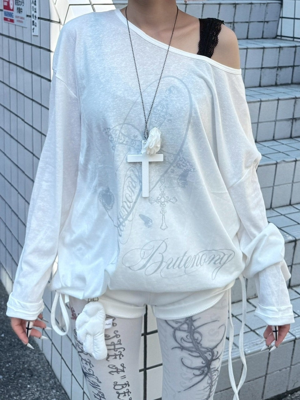 受注制【nmtc +】vintage cross long sleeve / 【エヌエムティーシープラス】ビンテージクロスデザイン長袖Tシャツ